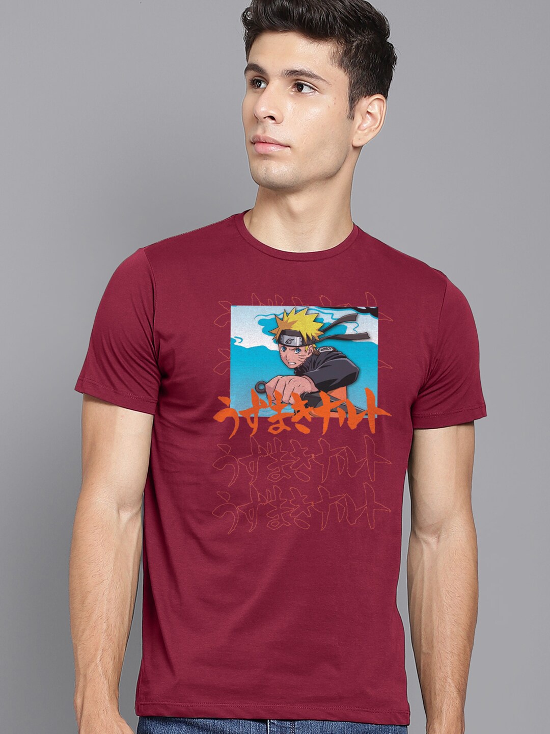 

Free Authority Naruto Men Red Typography Printed T-shirt