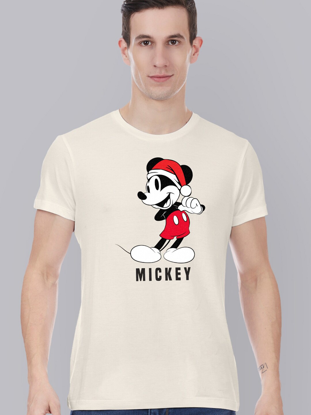 

Free Authority Mickey & Friends Men Cream-Coloured & Red Printed Pure Cotton T-shirt