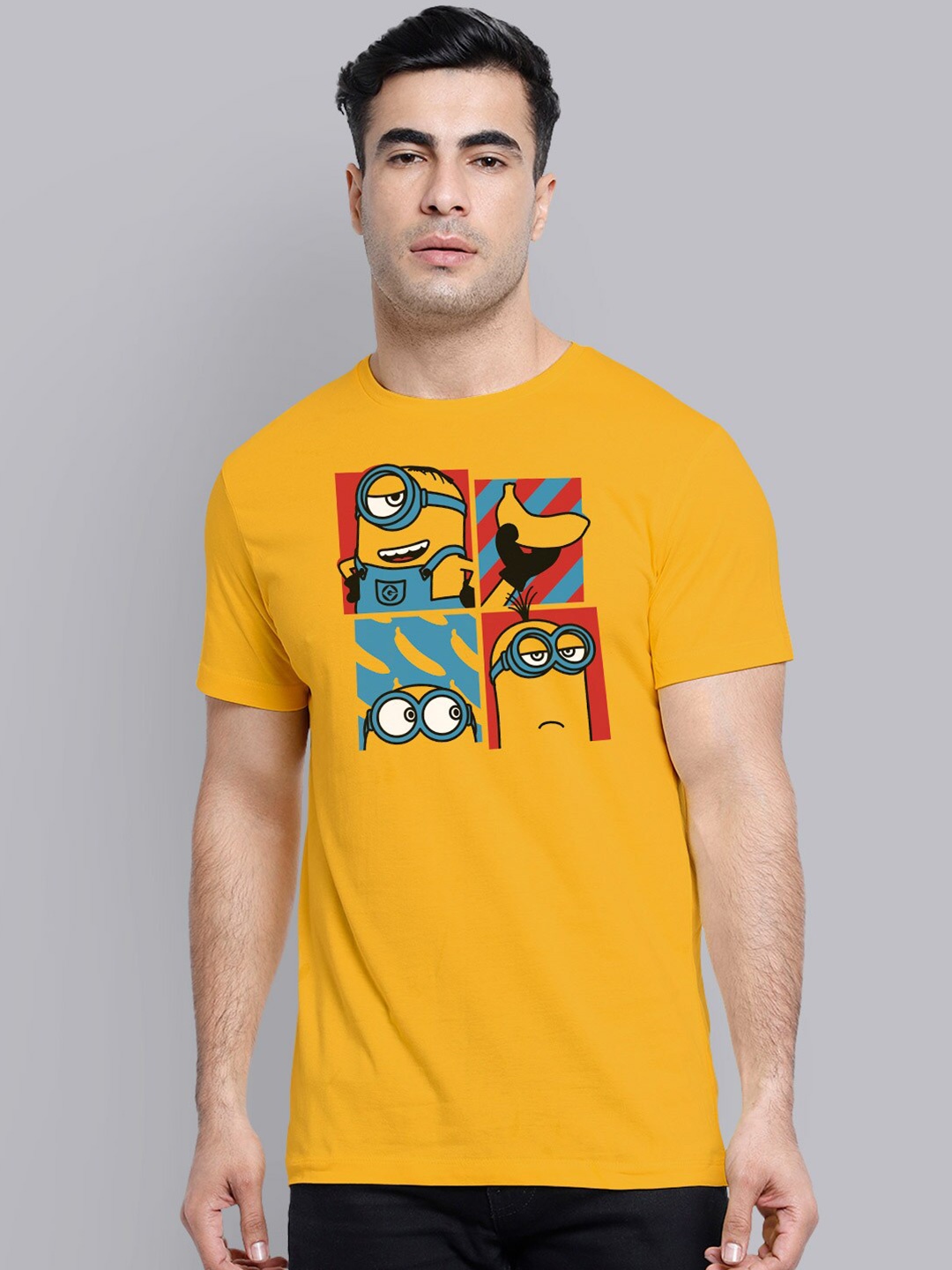 

Free Authority Men Yellow Minions Printed Pure Cotton T-shirt