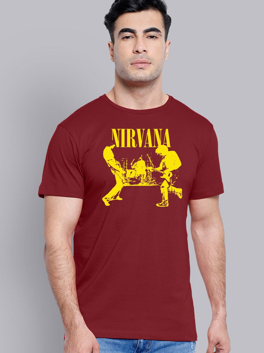 

Free Authority Men Red Nirvana Printed Pure Cotton T-shirt