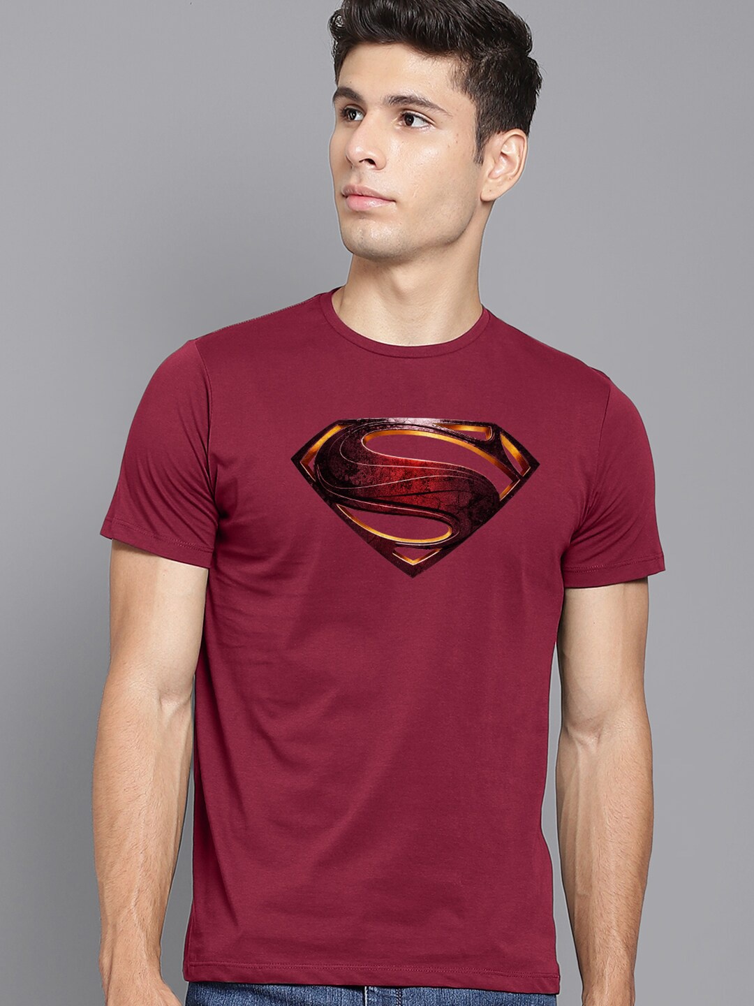 

Free Authority Men Red Justice League Printed Pure Cotton T-shirt
