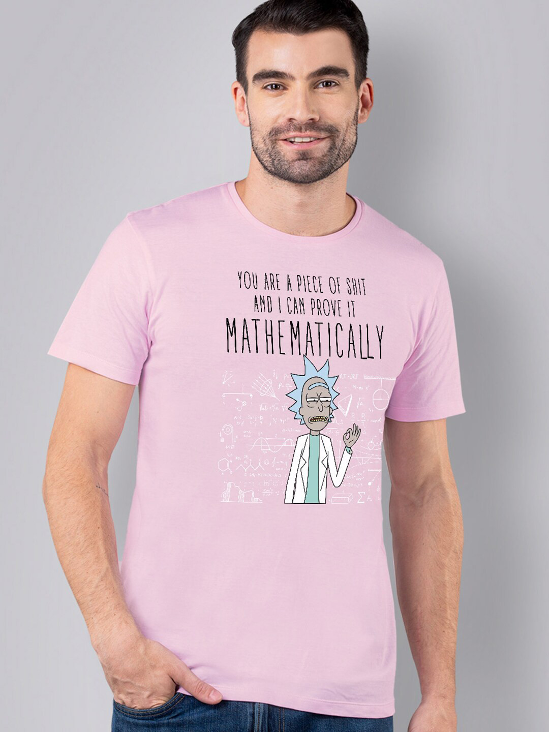 

Free Authority Men Rick & Morty Pink Printed T-shirt