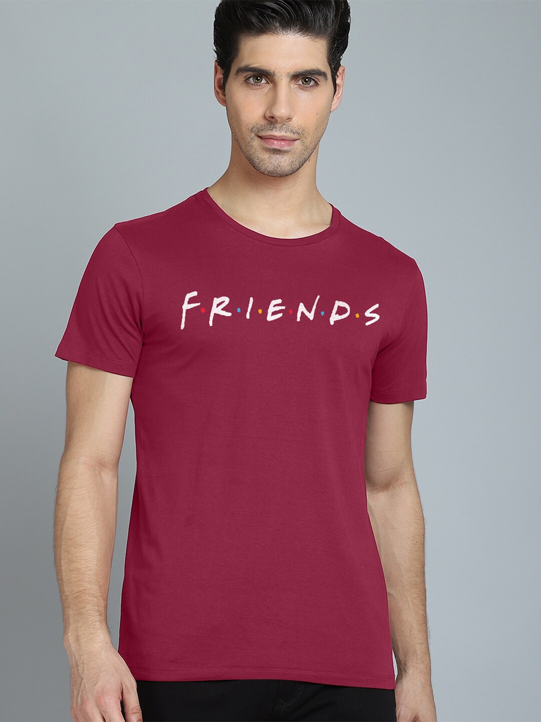 

Free Authority Friends Men Red Typography Printed T-shirt