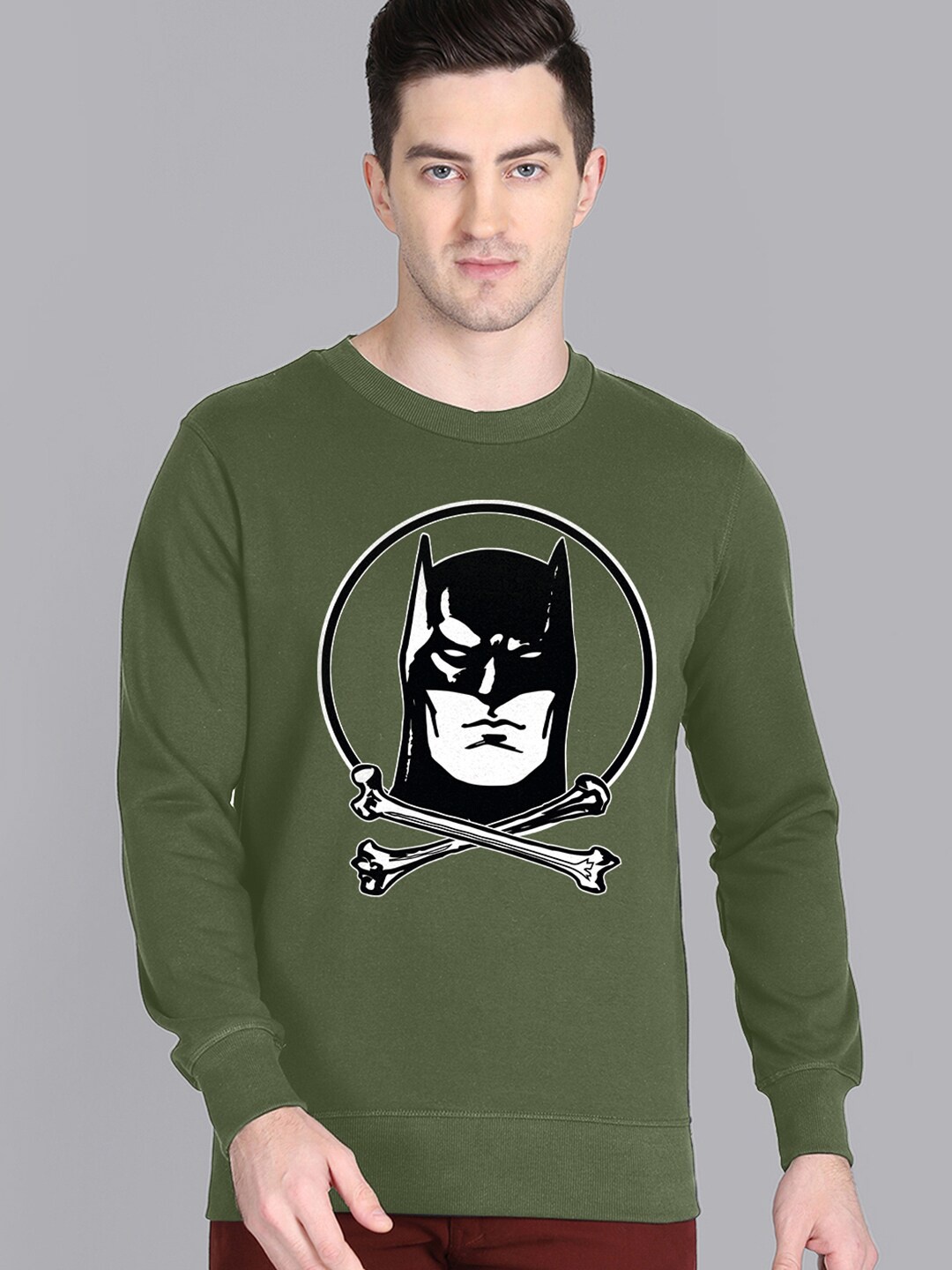 

Free Authority Men Olive Green Batman Printed Sweatshirt