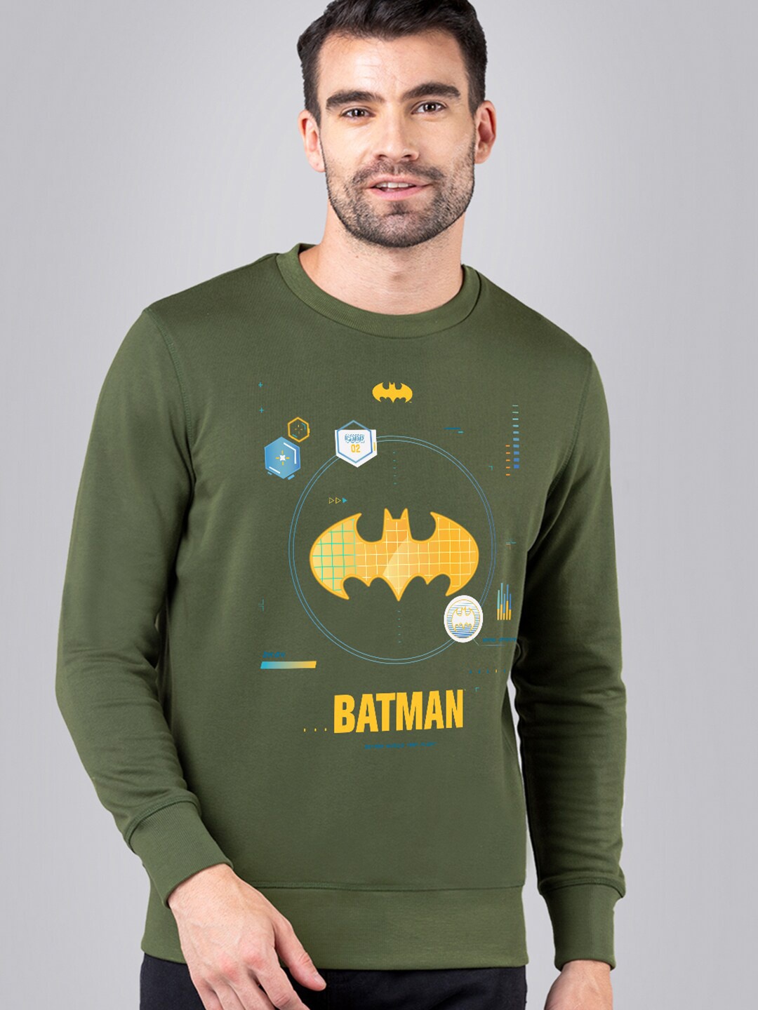 

Free Authority Men Green Batman Printed Sweatshirt