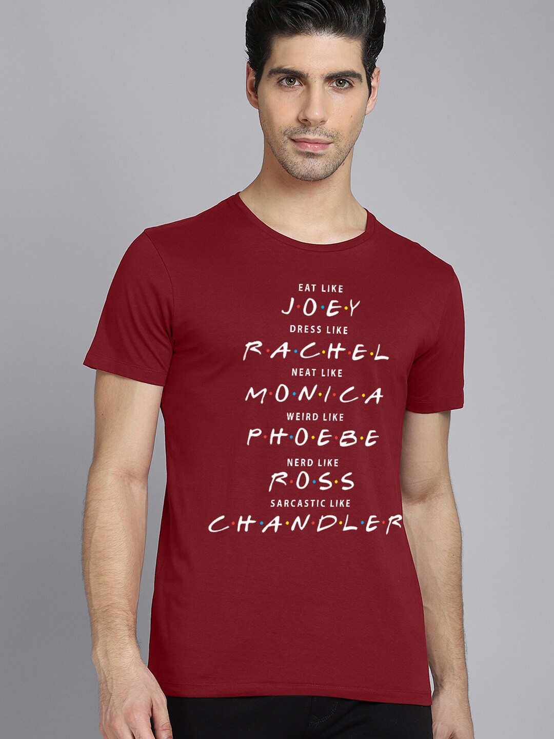 

Free Authority Friends Men Red Typography Printed Pure Cotton T-shirt