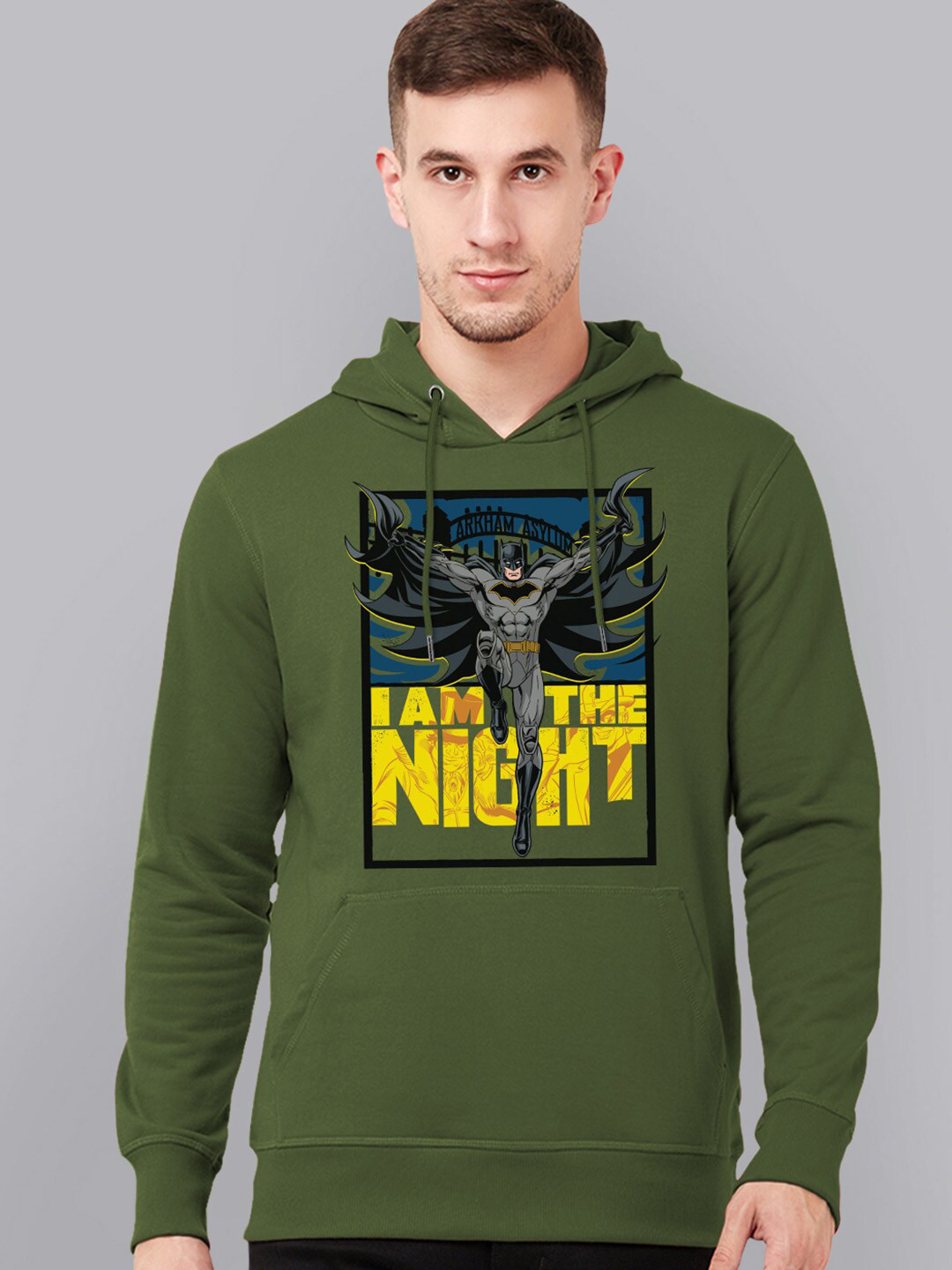 

Free Authority Men Green Batman Printed Hooded Sweatshirt