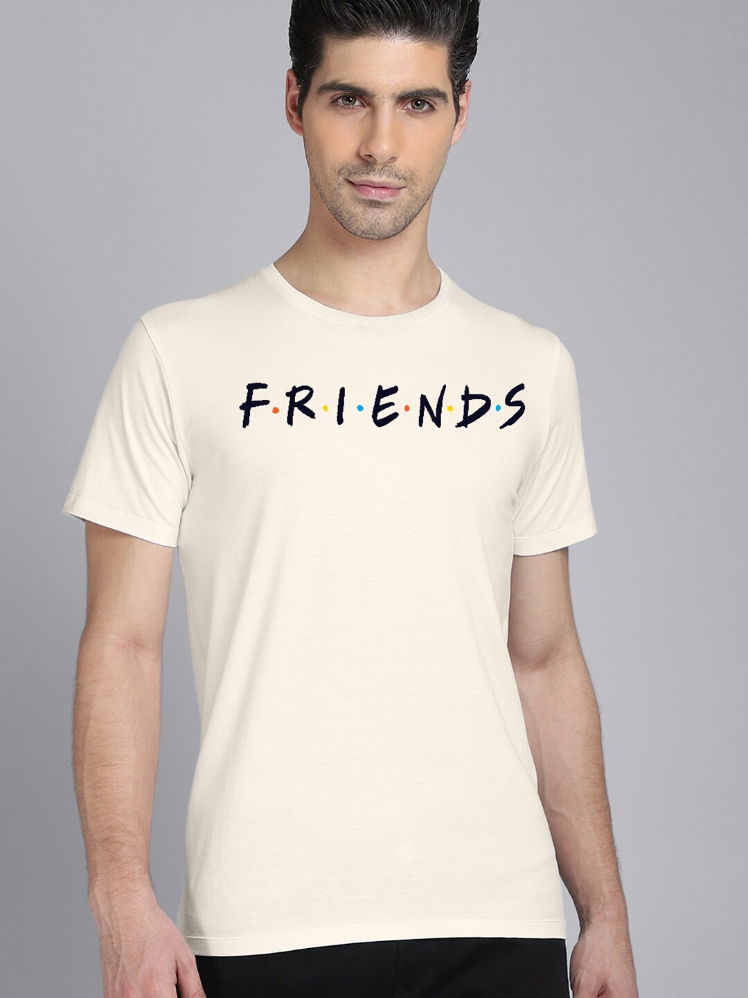 

Free Authority Friends Men Beige Typography Printed T-shirt