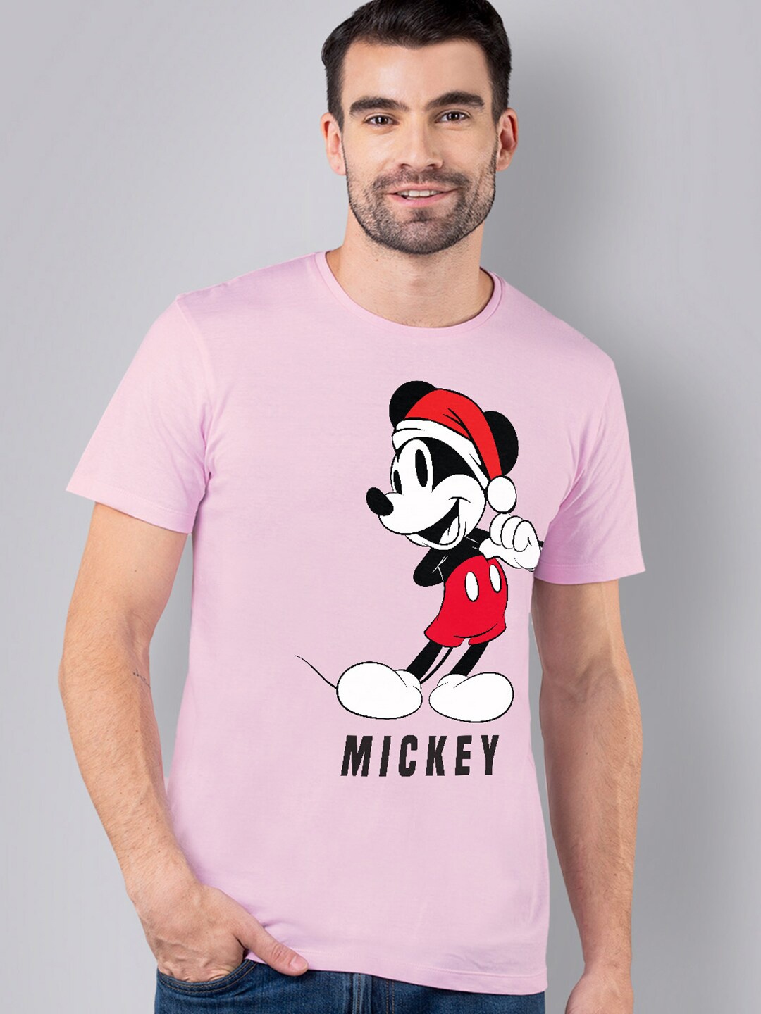 

Free Authority Mickey & Friends Men Peach-Coloured & Red Printed Pure Cotton T-shirt