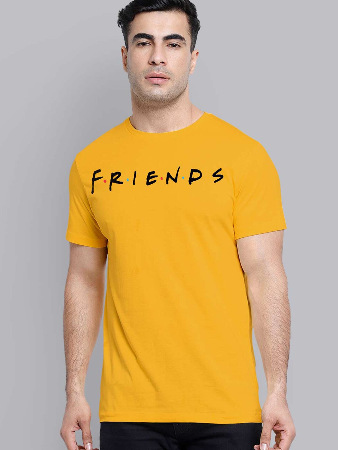 

Free Authority Men Yellow Friends Printed Applique T-shirt