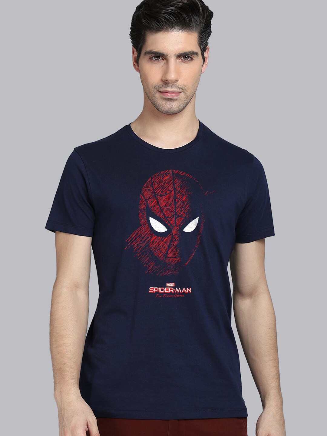 

Free Authority Men Blue Spider-Man Cotton Printed T-shirt
