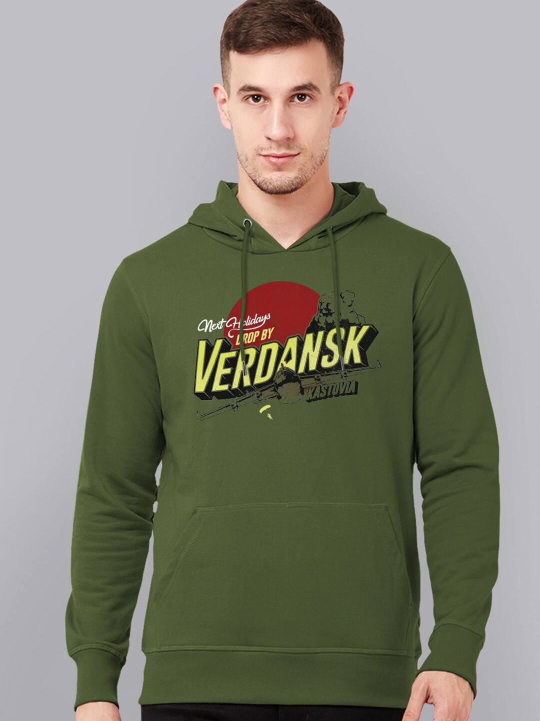 

Free Authority Call Of Duty Men Green Printed Hooded Sweatshirt