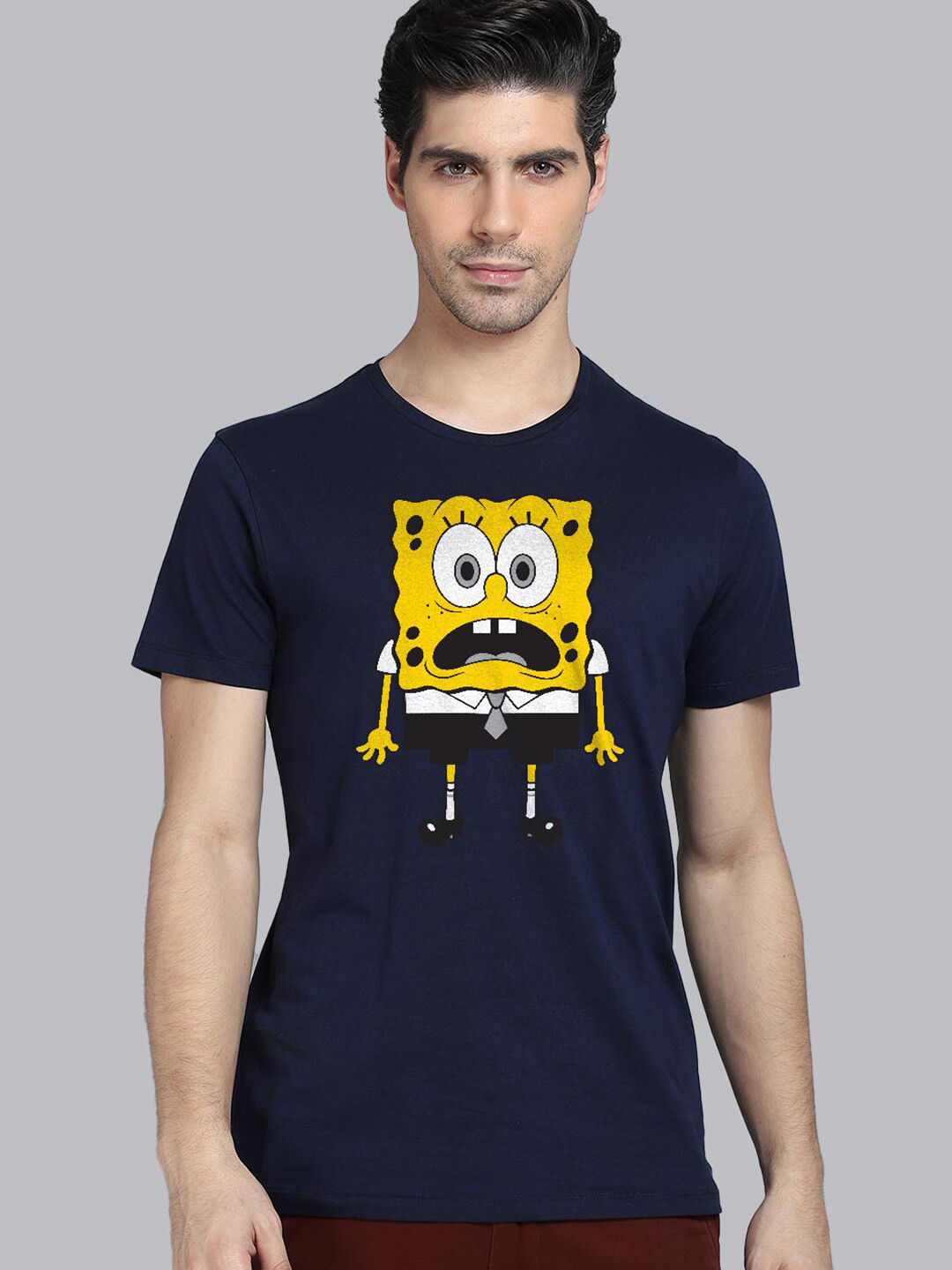 

Free Authority Men Navy Blue Sponge Bob Printed T-shirt