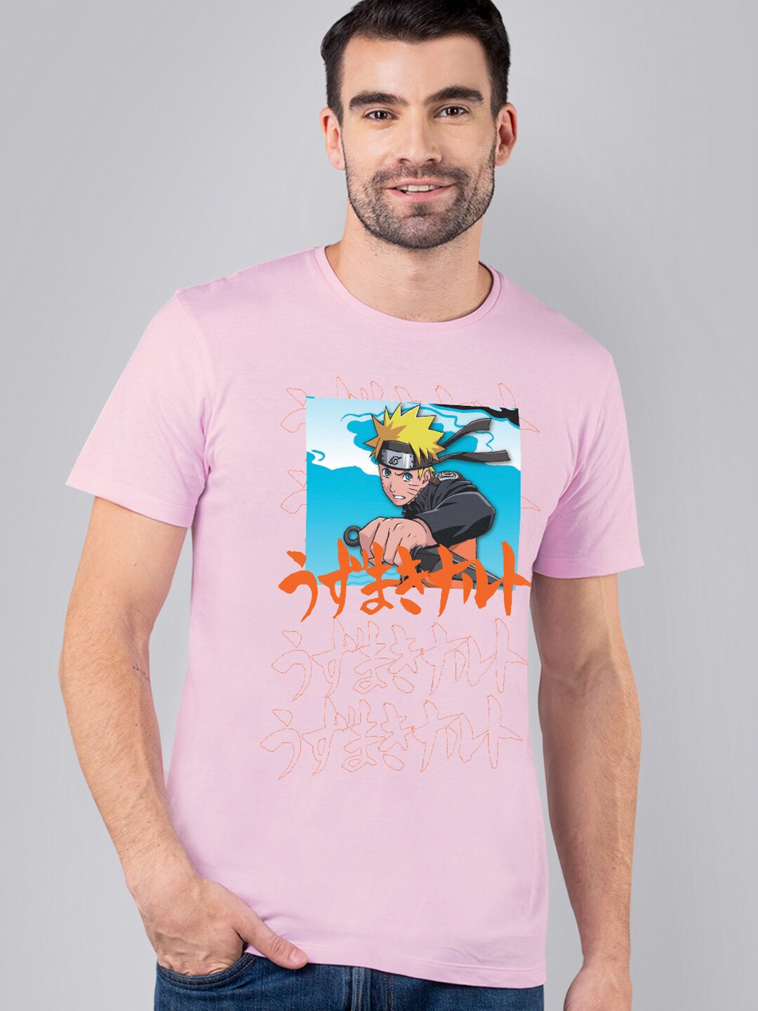 

Free Authority Naruto Men Peach-Coloured Typography Printed Pure Cotton T-shirt