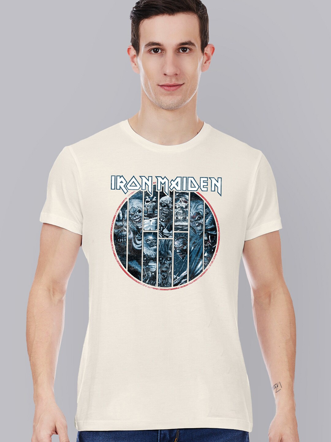 

Free Authority Iron Maiden Men White Printed Pure Cotton T-shirt