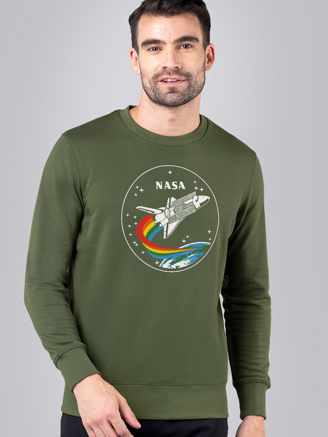 

Free Authority Nasa Featured Men Olive Green Printed Sweatshirt