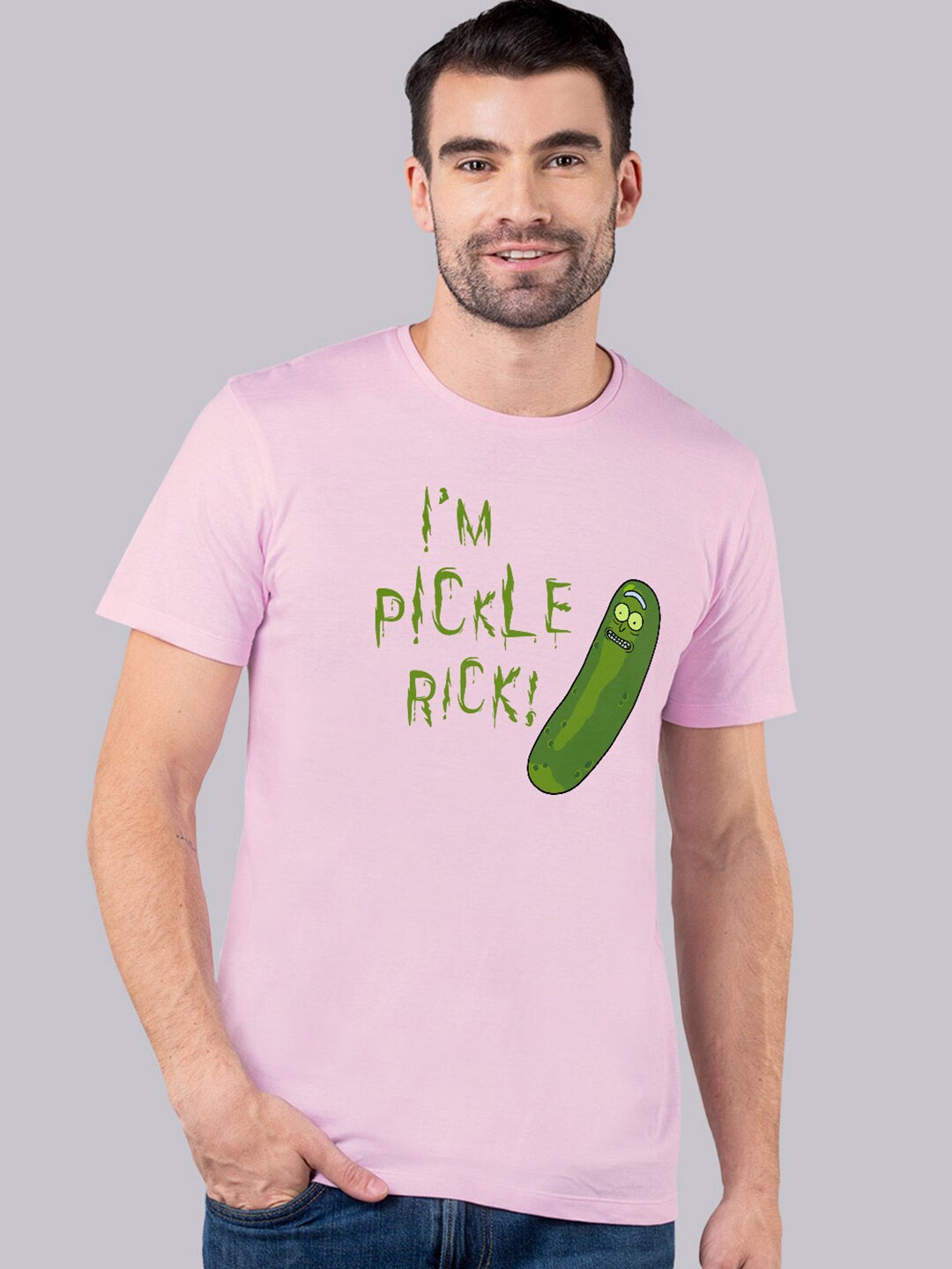 

Free Authority Rick & Morty Men Pink & Green Printed T-shirt