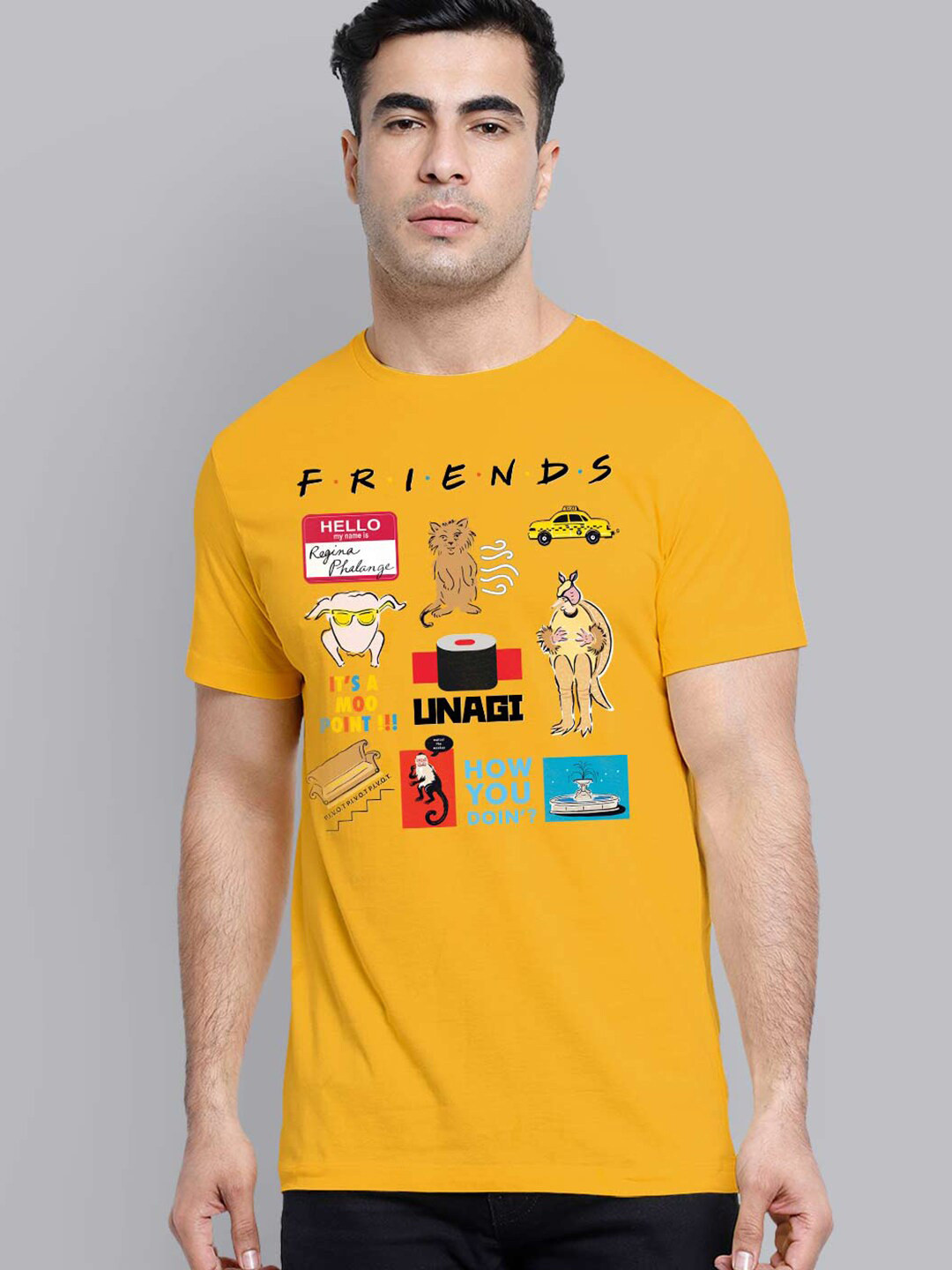 

Free Authority Friends Men Yellow Printed T-shirt