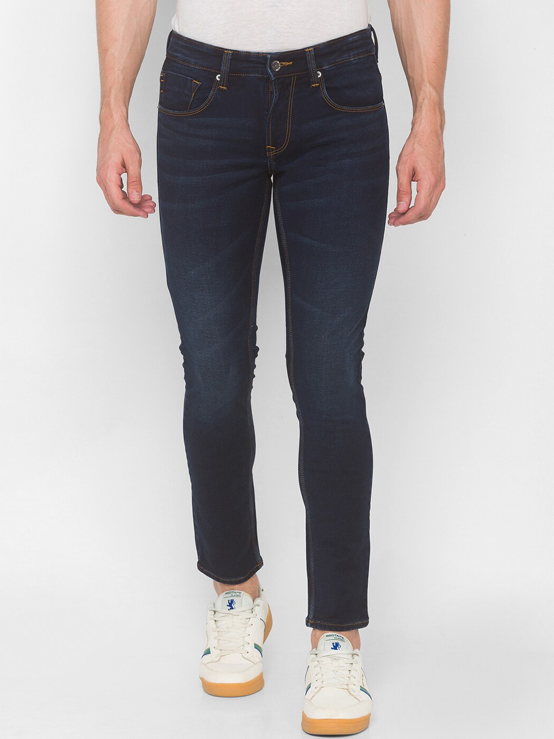 

SPYKAR Men Blue Skinny Fit Low-Rise Pure Cotton Jeans