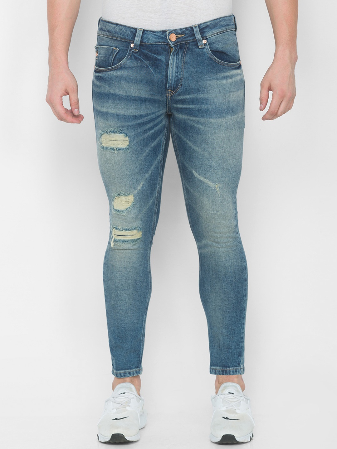 

SPYKAR Men Blue Slim Fit Highly Distressed Heavy Fade Stretchable Jeans