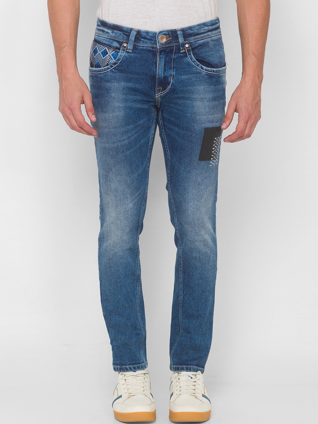 

SPYKAR Men Blue Skinny Fit Low-Rise Heavy Fade Jeans