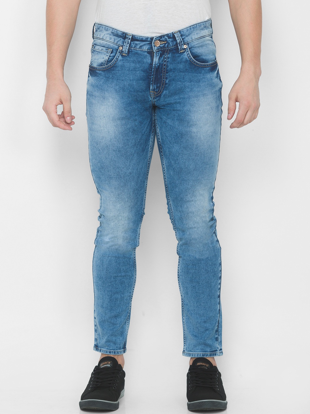 

SPYKAR Men Blue Skinny Fit Low-Rise Heavy Fade Jeans