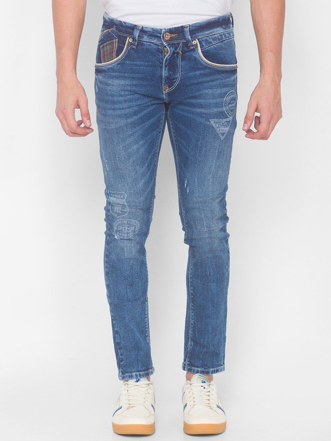 

SPYKAR Men Blue Skinny Fit Low-Rise Heavy Fade Jeans