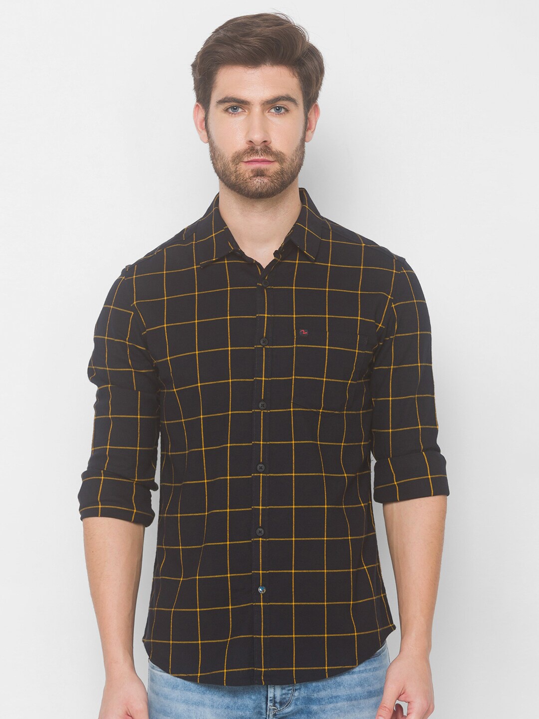 

SPYKAR Men Black Grid Tattersall Checks Checked Casual Shirt