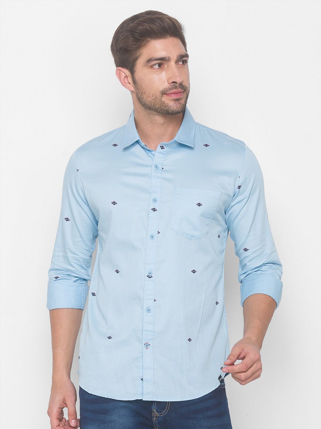 

SPYKAR Men Blue Slim Fit Printed Casual Shirt
