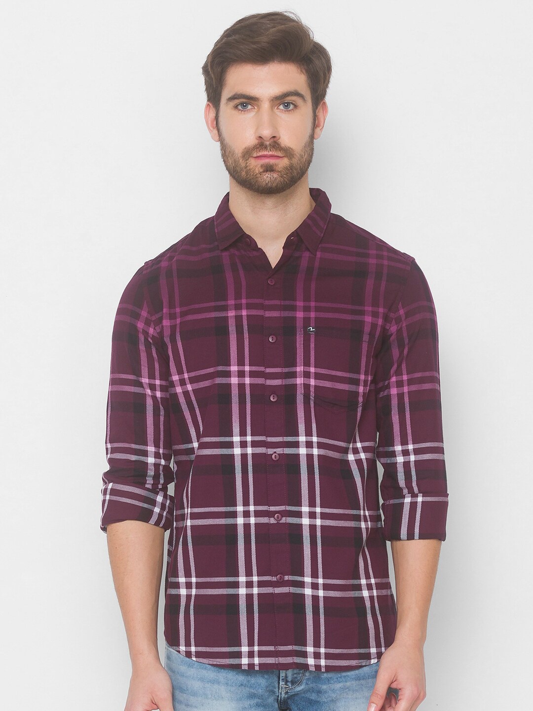 

SPYKAR Men Red Tartan Checks Checked Pure Cotton Casual Shirt