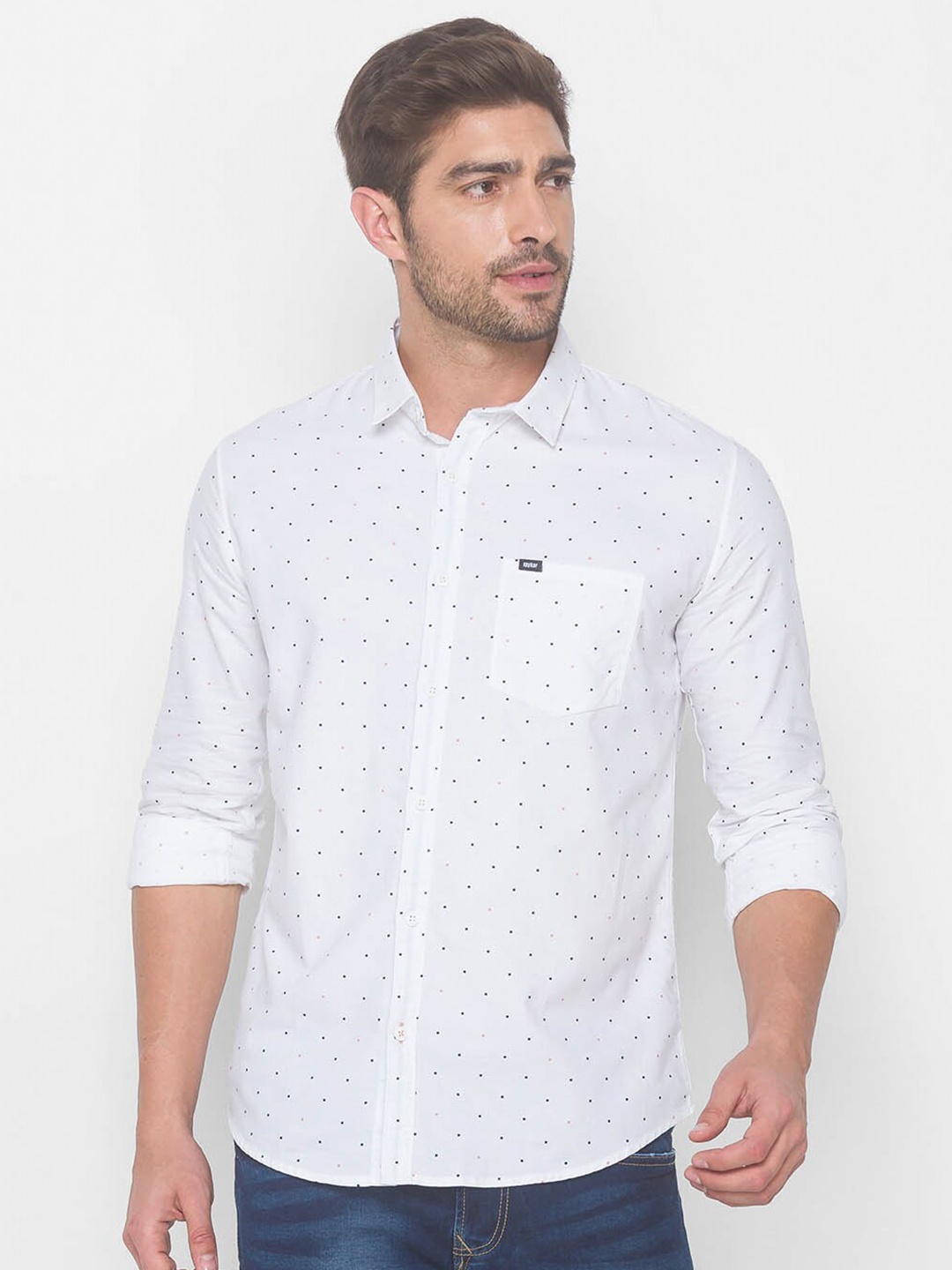 

SPYKAR Men White Printed Casual Shirt