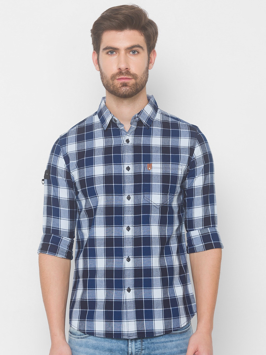 

SPYKAR Men Blue Tartan Checks Checked Casual Shirt