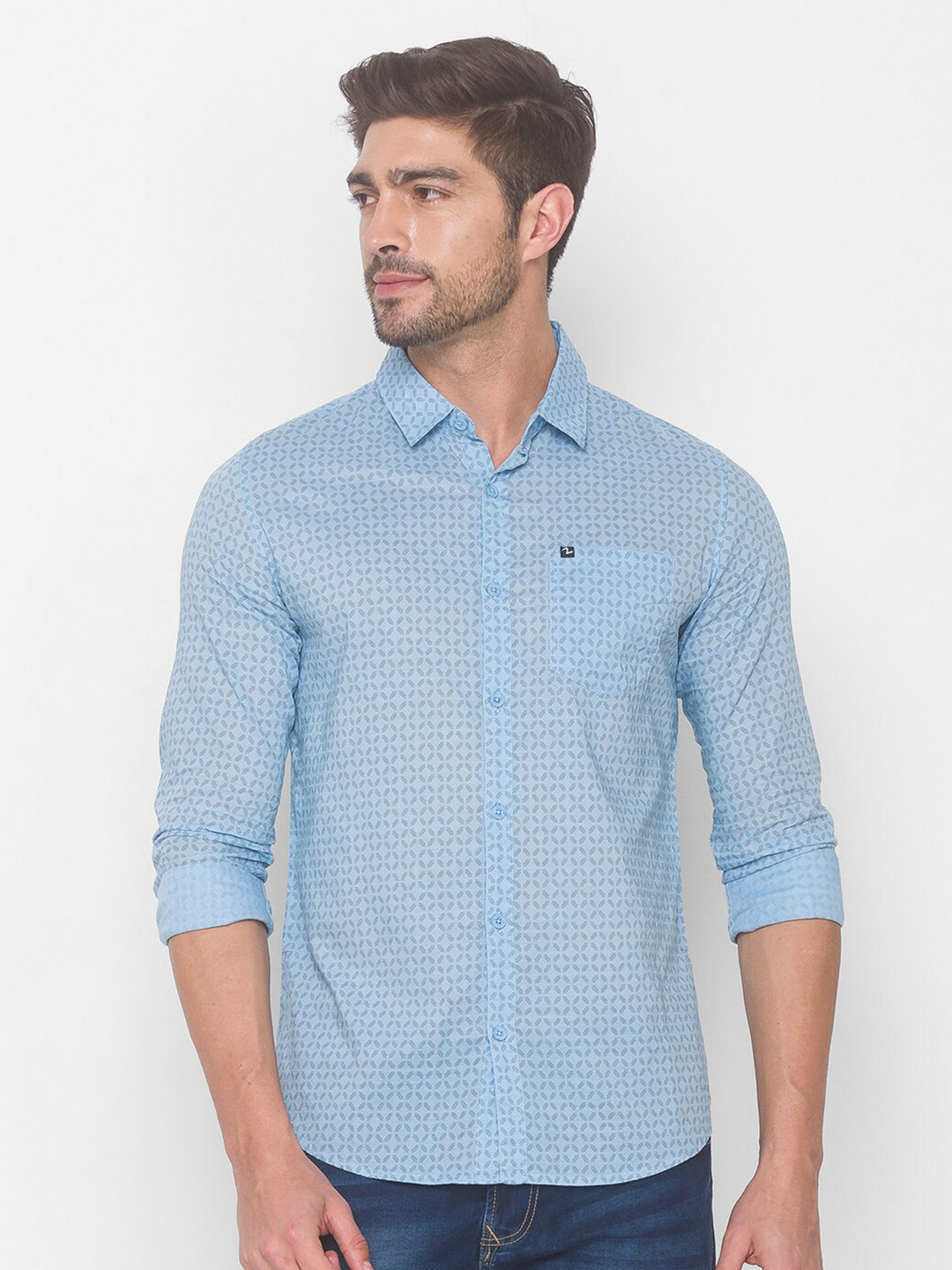 

SPYKAR Men Blue Printed Casual Shirt