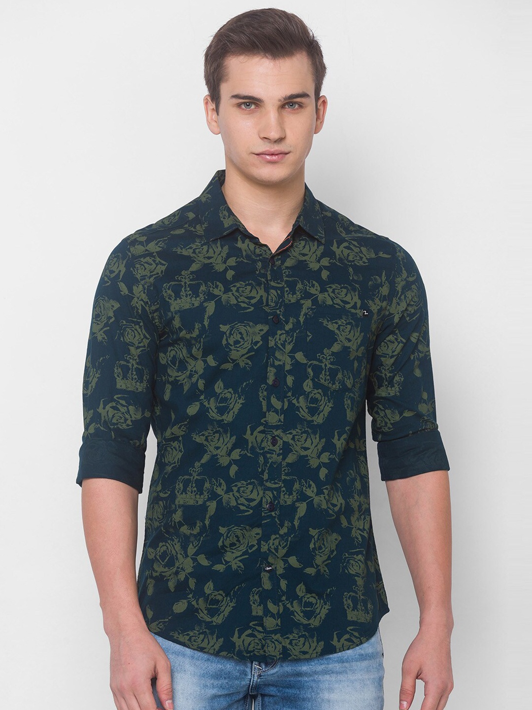 

SPYKAR Men Blue Floral Printed Casual Shirt