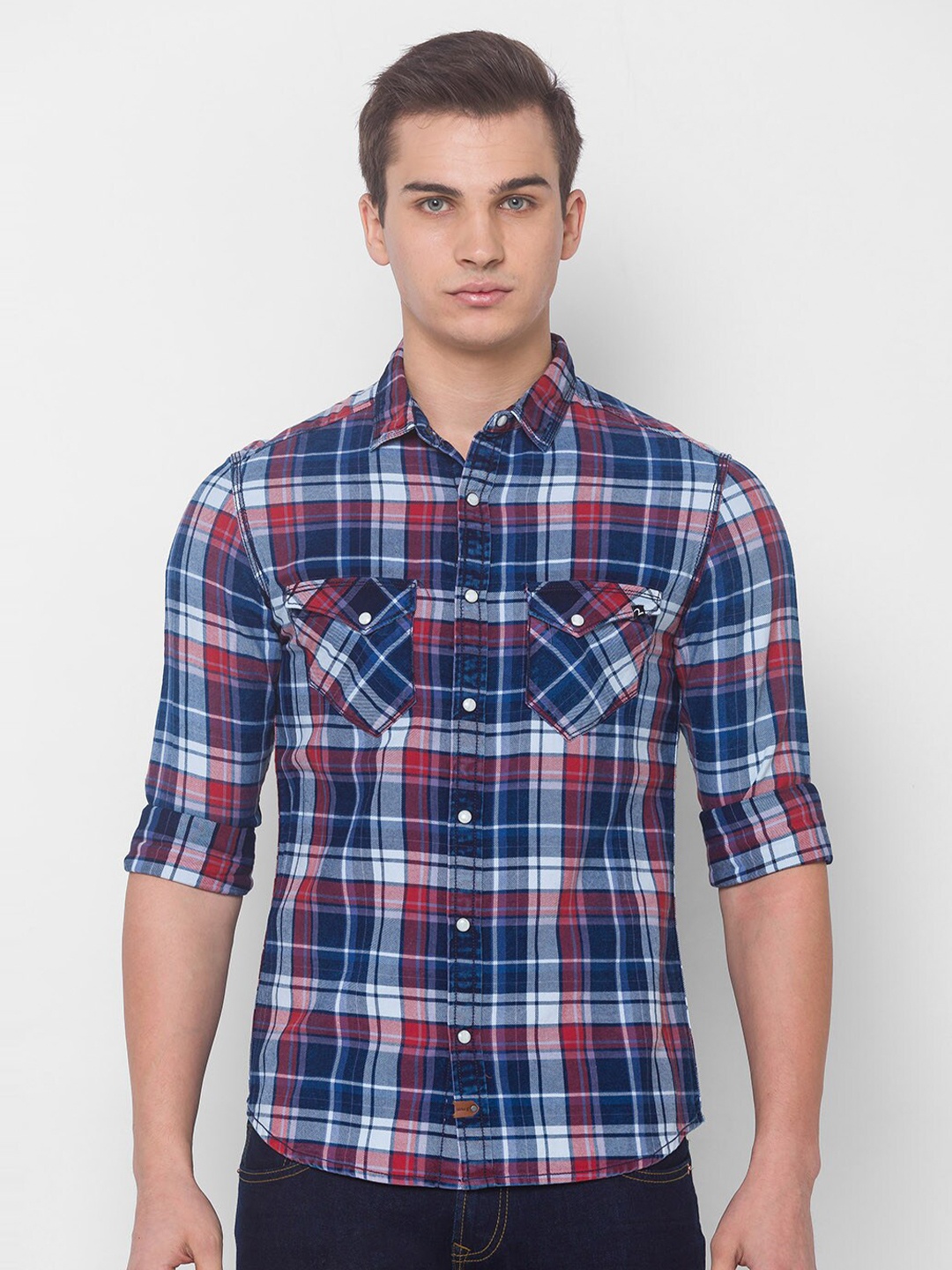 

SPYKAR Men Red Tartan Checks Checked Casual Shirt