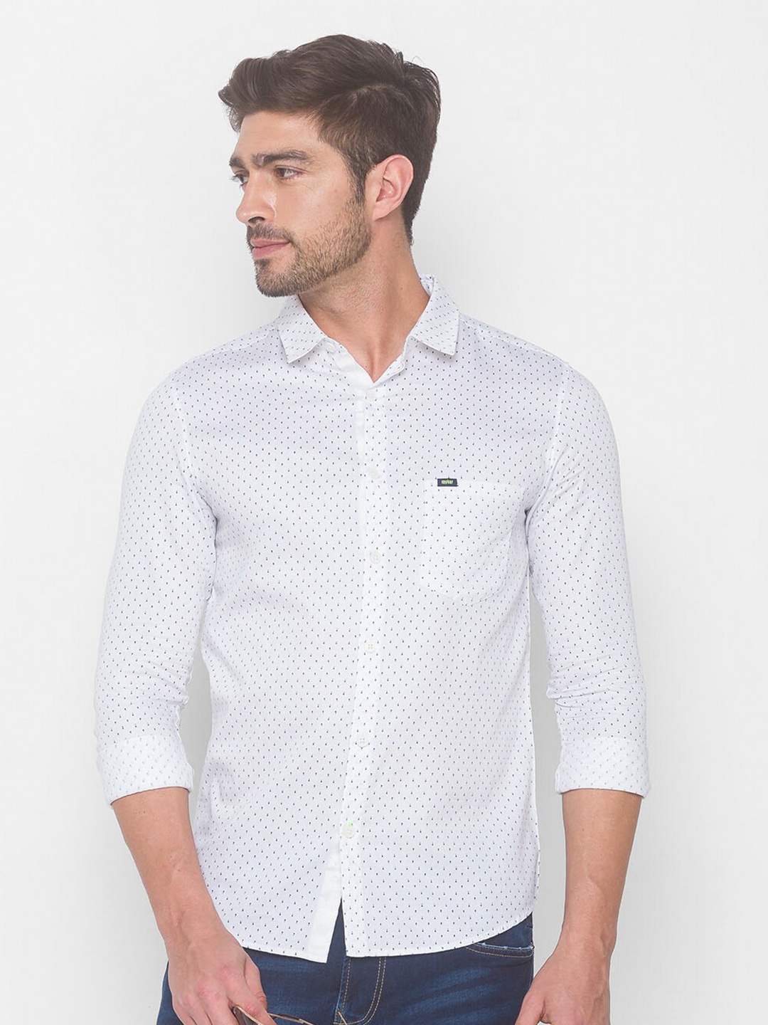 

SPYKAR Men White Printed Casual Shirt