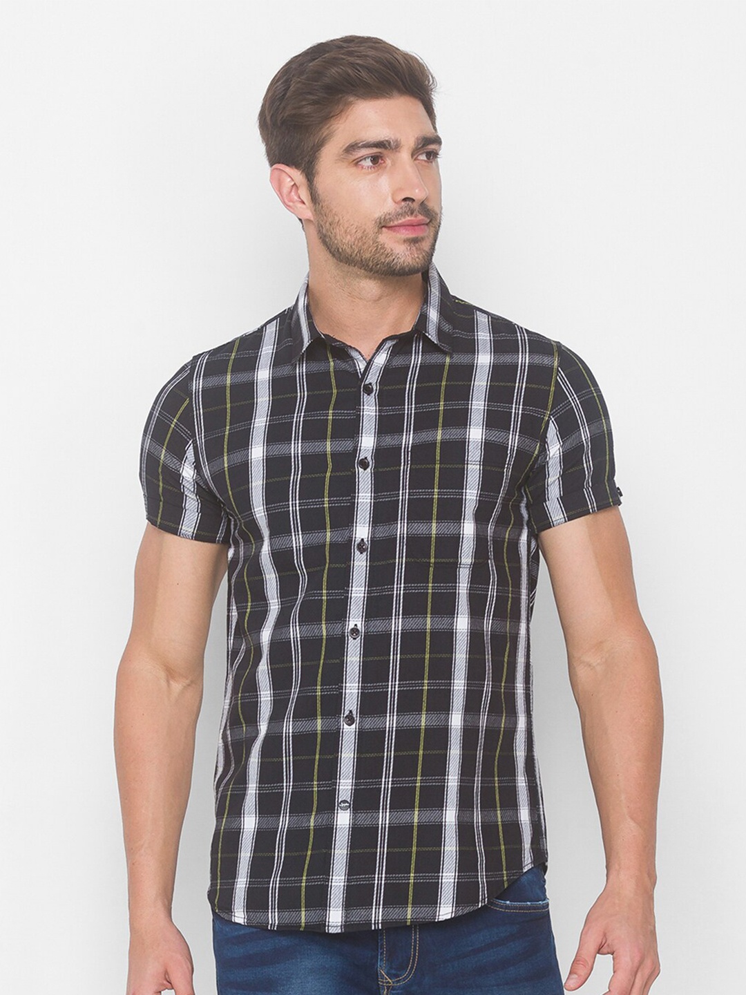 

SPYKAR Men Black Tartan Checks Checked Casual Shirt