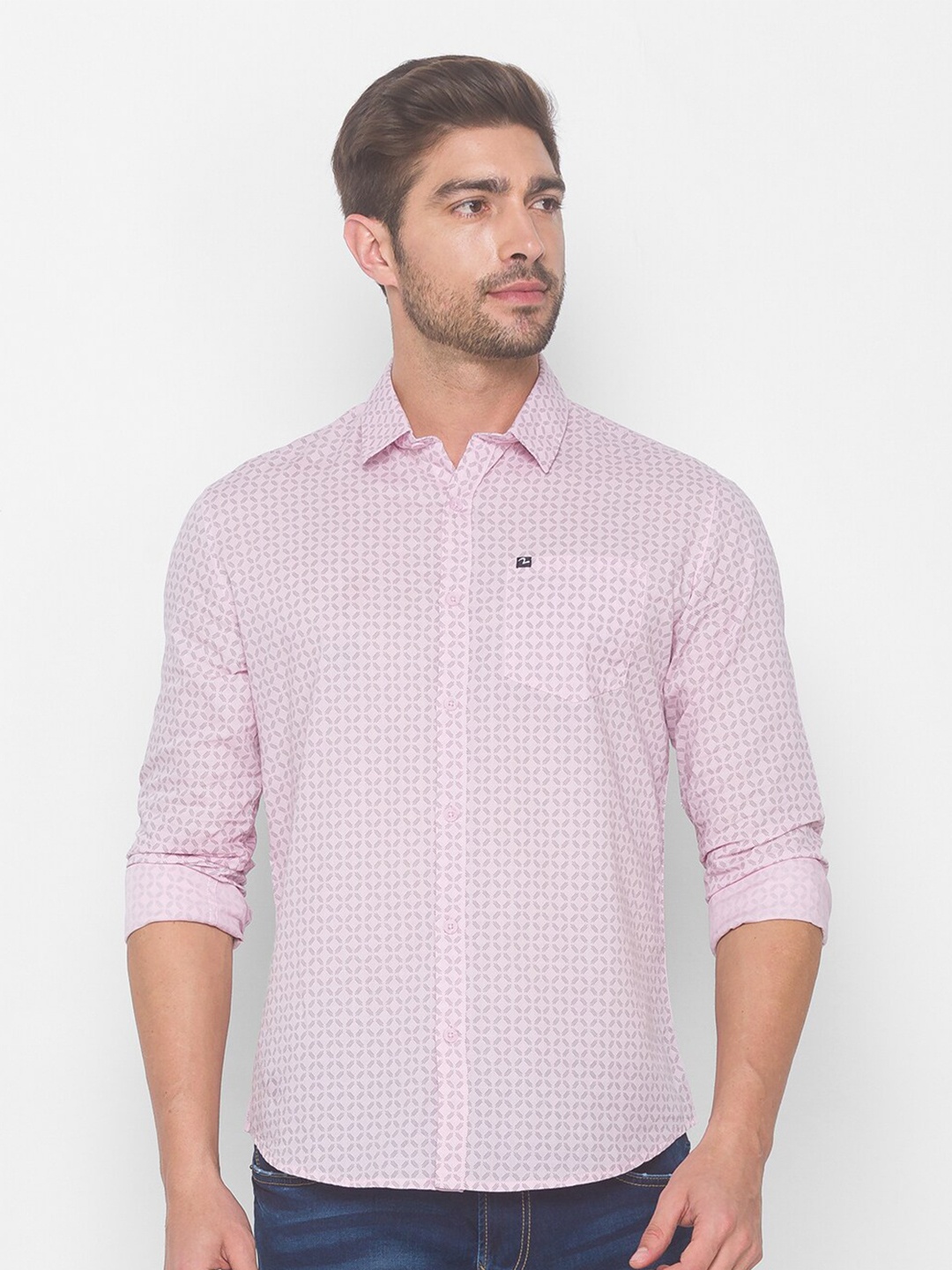 

SPYKAR Men Pink Printed Cotton Casual Shirt