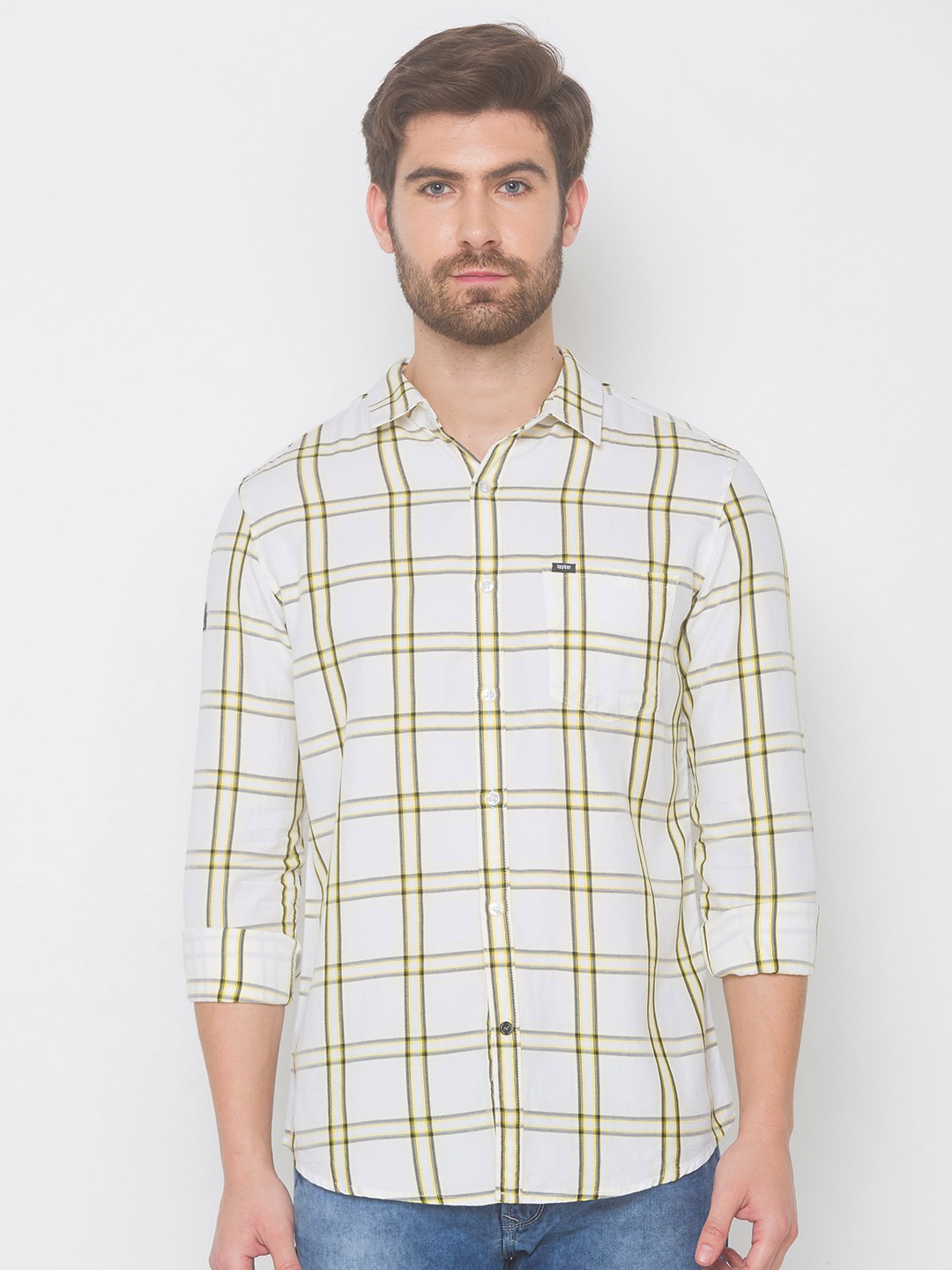 

SPYKAR Men White Checked Casual Shirt