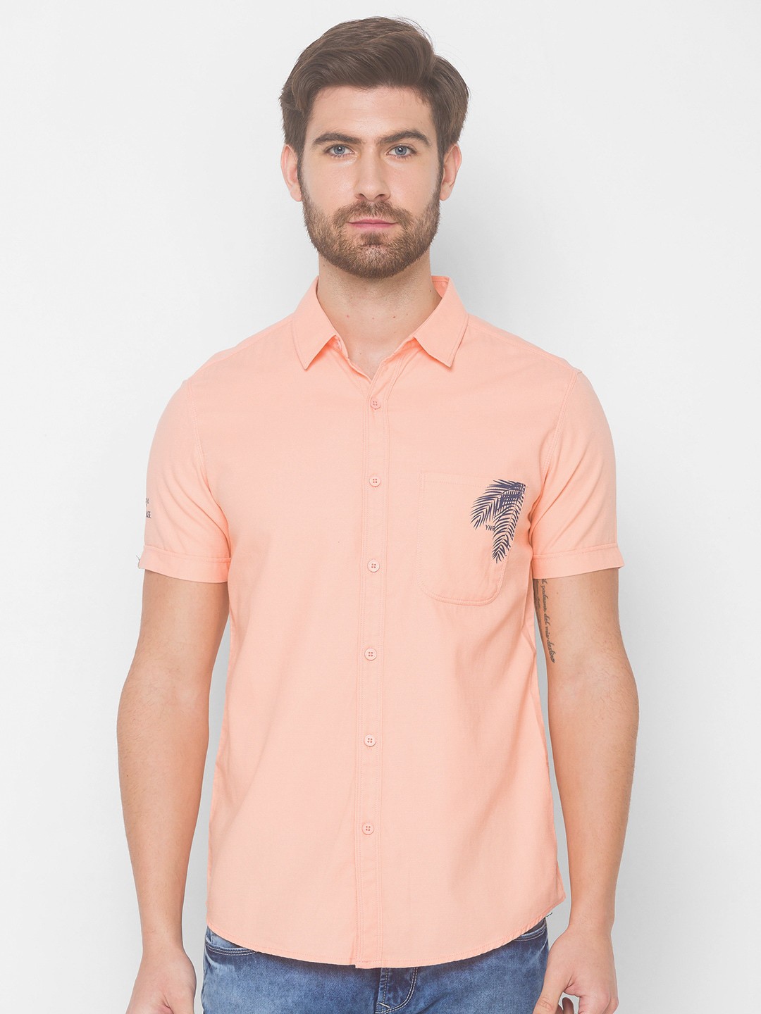 

SPYKAR Men Pink Slim Fit Cotton Casual Shirt