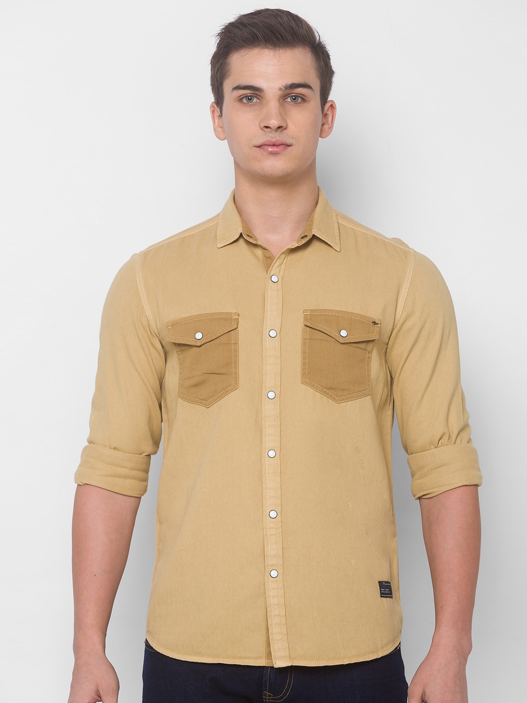 

SPYKAR Men Yellow Solid Pure Cotton Casual Shirt