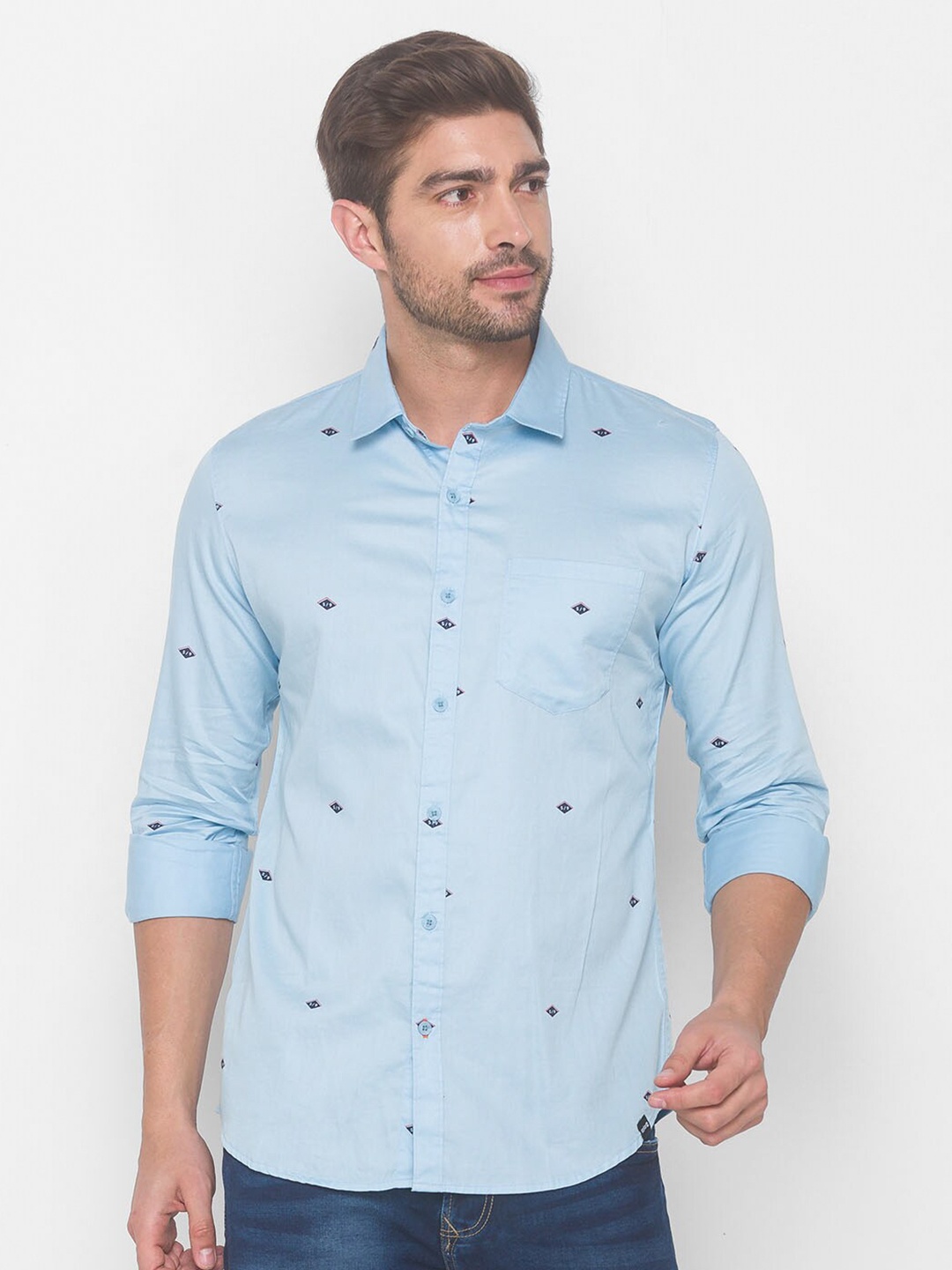 

SPYKAR Men Blue Slim Fit Printed Casual Shirt