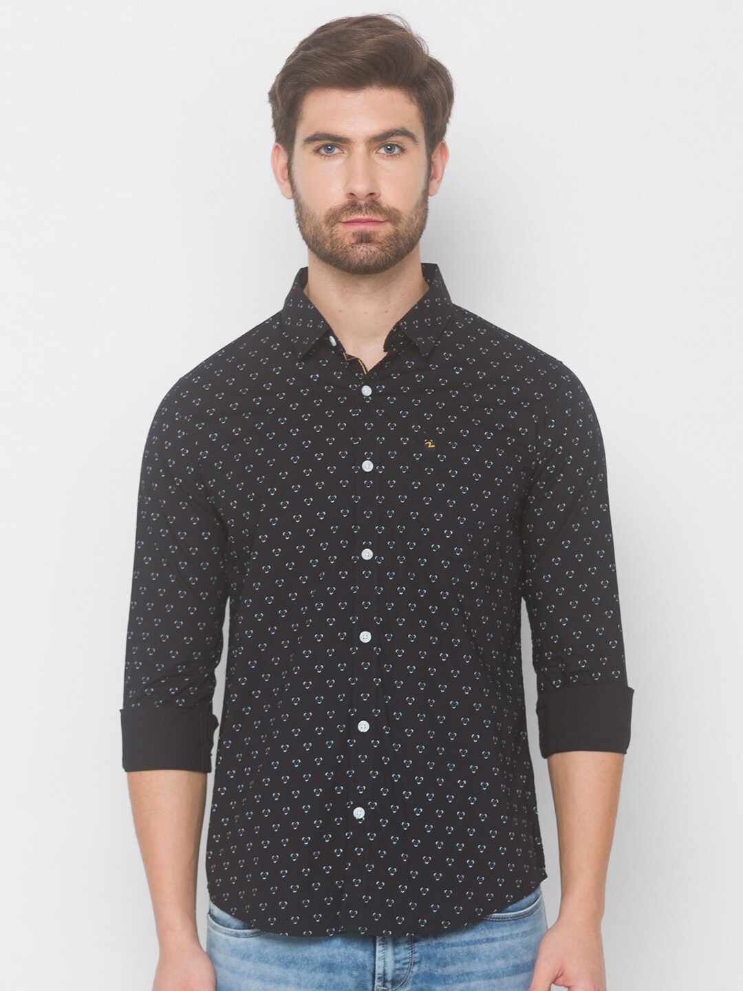 

SPYKAR Men Black Slim Fit Printed Casual Shirt
