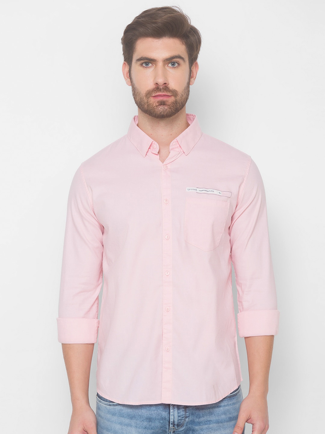 

SPYKAR Men Pink Slim Fit Cotton Casual Shirt