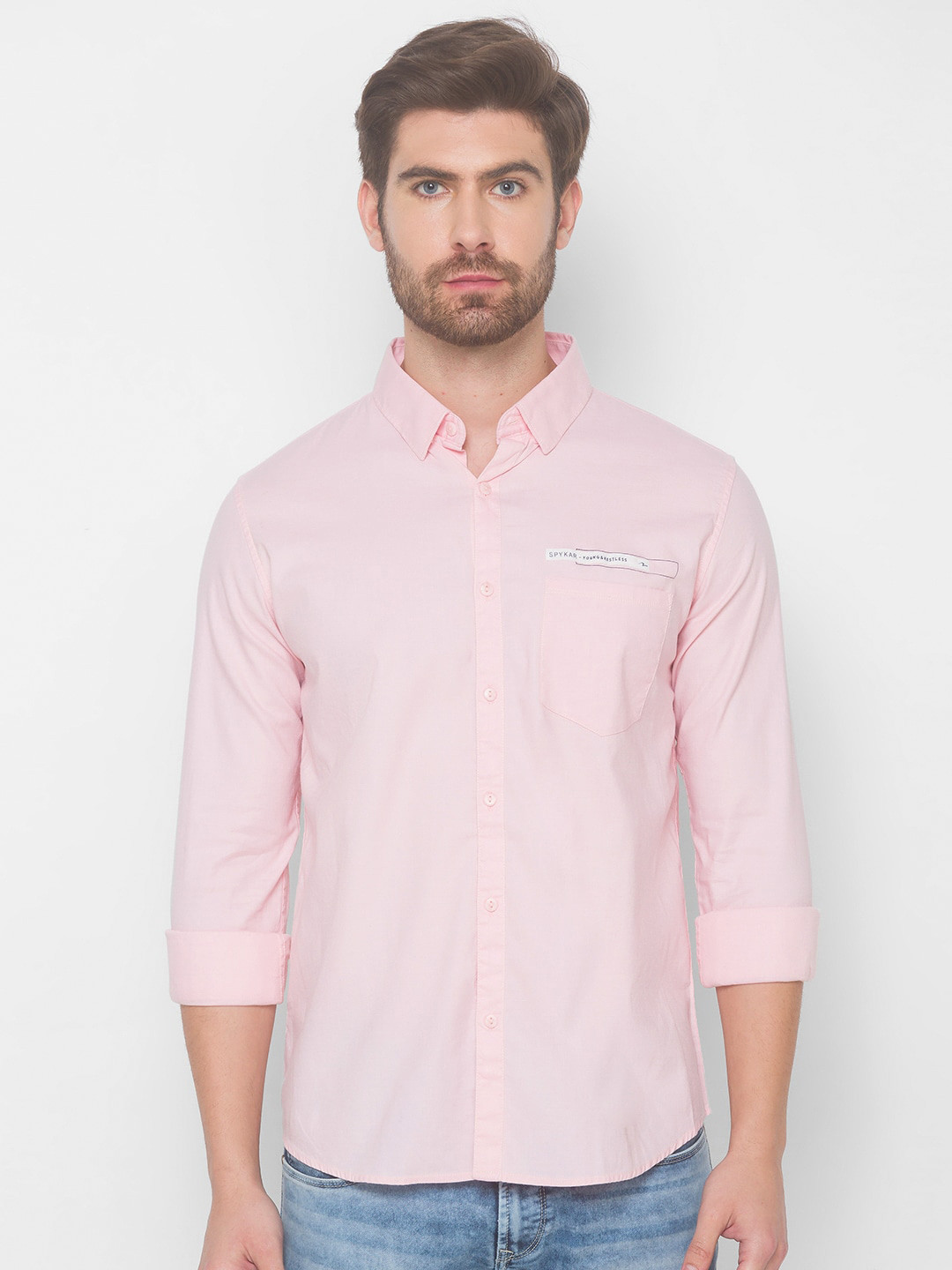 

SPYKAR Men Pink Cotton Casual Shirt