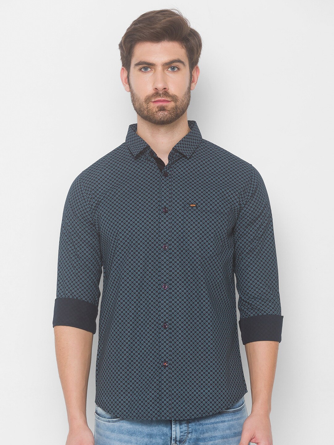 

SPYKAR Men Grey Slim Fit Printed Casual Shirt