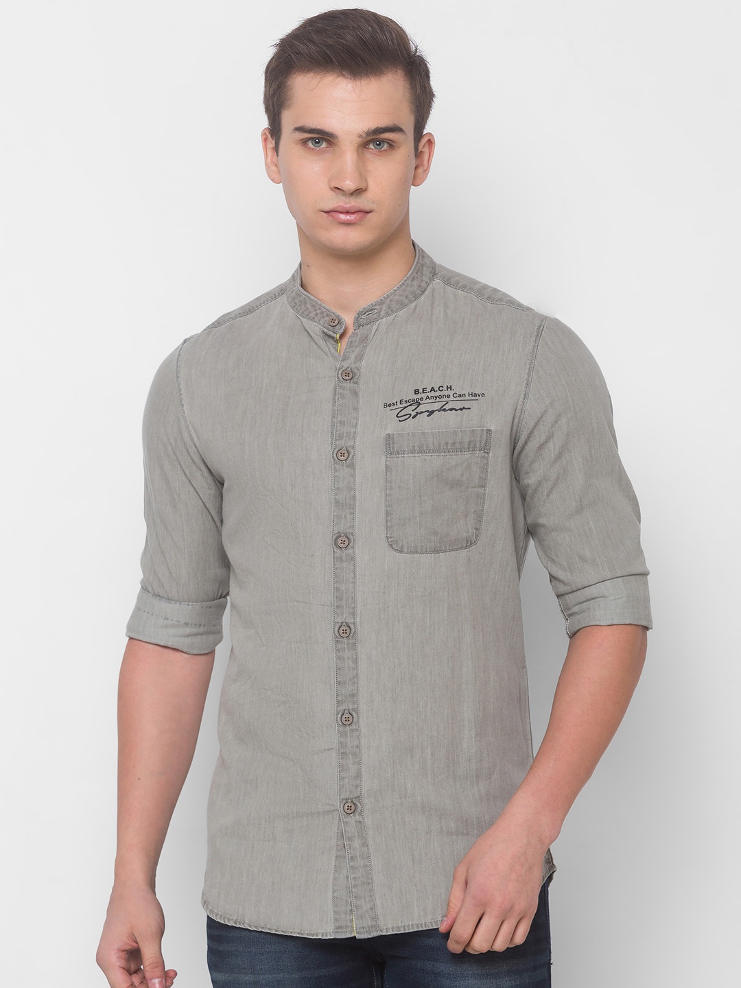 

SPYKAR Men Grey Casual Shirt