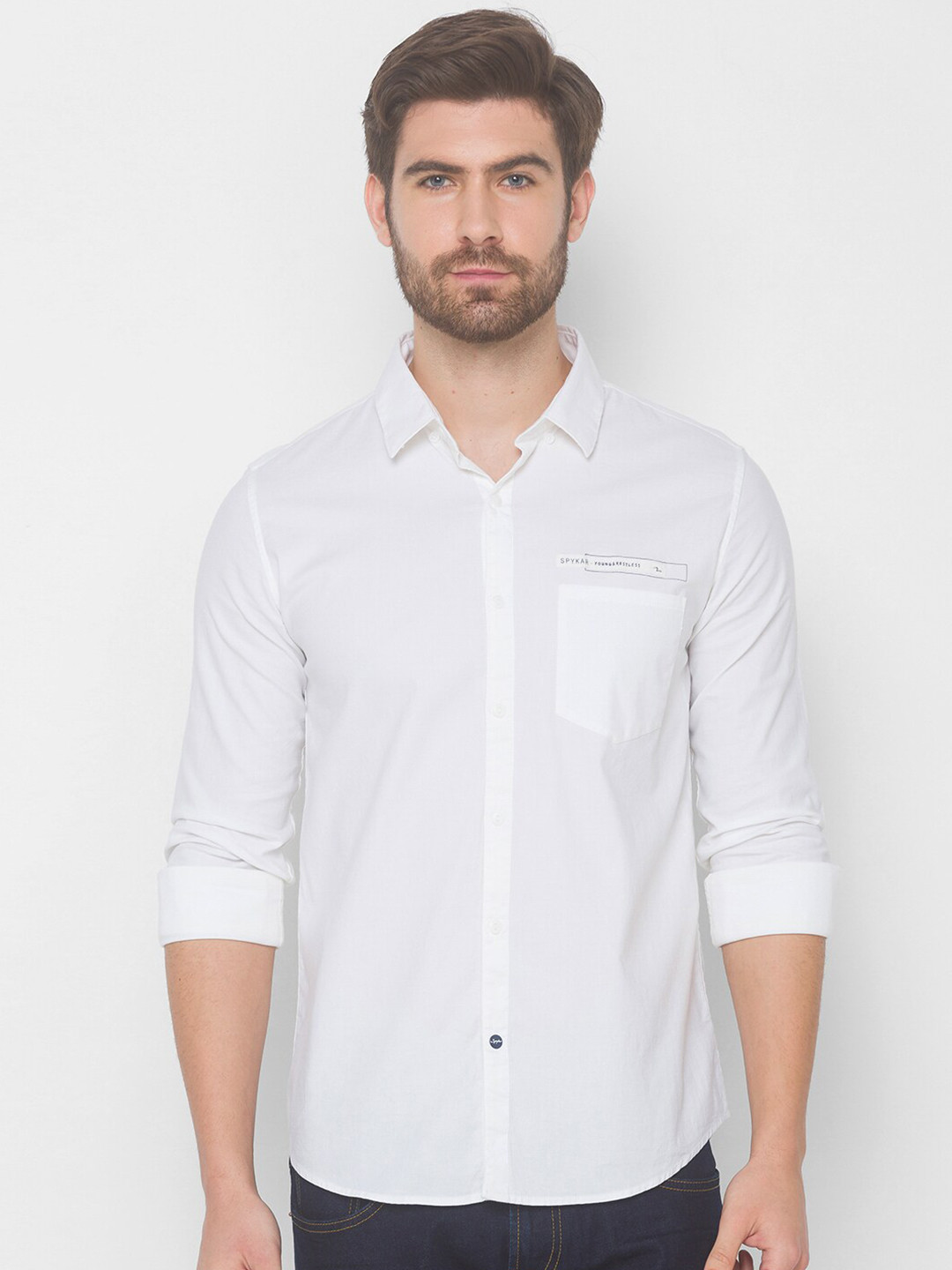 

SPYKAR Men White Printed Casual Shirt