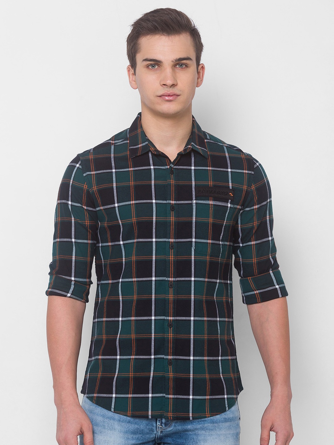 

SPYKAR Men Green Tartan Checks Checked Casual Shirt