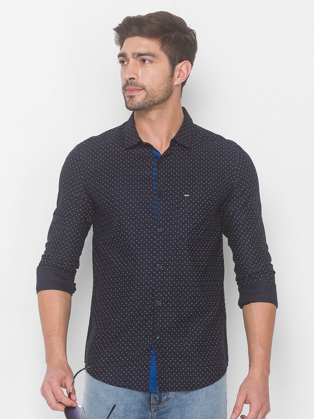 

SPYKAR Men Navy Blue Printed Casual Shirt